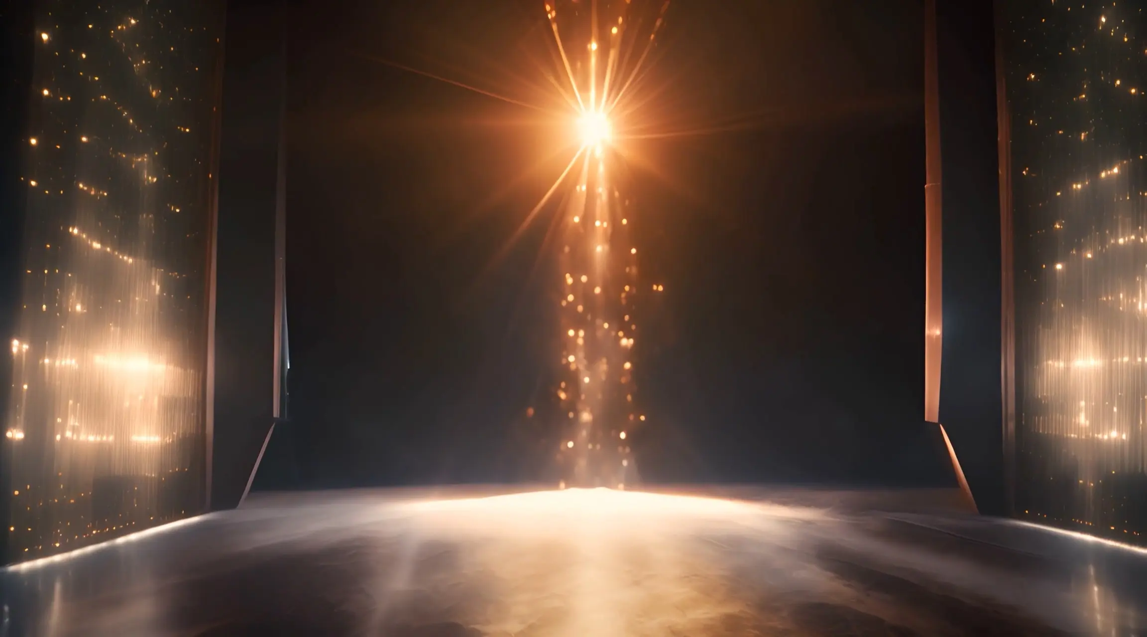 Radiant Light Flare with Particles Cinematic Backdrop